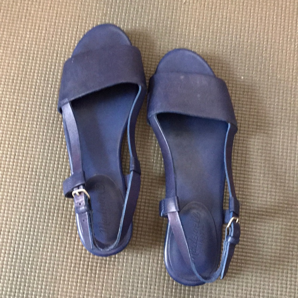 Madewell Navy Blue Leather Slingback Sandals